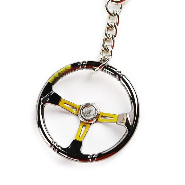 

fashion mini shaped zinc alloy racing car steering wheel keychain keyring pendent car auto accessories key chain ring, Silver