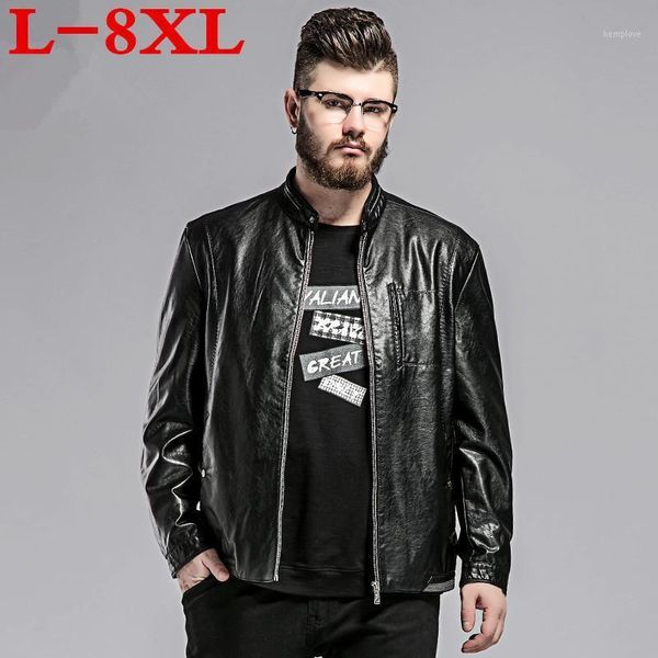 

new plus size 8xl 7xl 6xl 5xl autumn new mens leather jacket baseball pu leather coat male motorcycle jacket chaquetas hombre1, Black