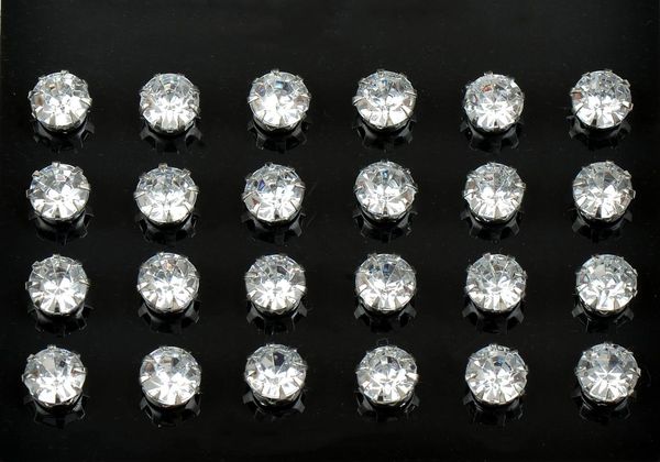 

stud 12 pairs stainless steel earrings 8mm white/black round cubic zirconia earring set for men/women fashion jewelry, Golden;silver