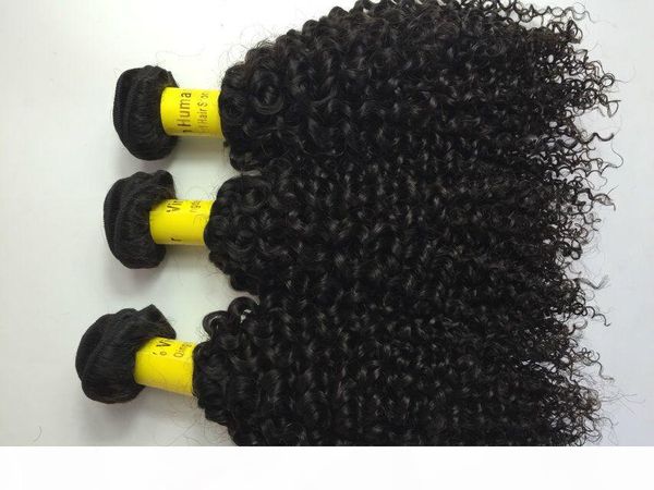 

brazilian bundles human hair extensions weaves kinky curly hair wefts malaysian unprocessed hair bundles double weft 3pcs, Black