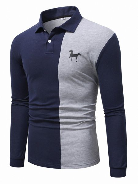 

men horse print colorblock polo shirt c4uu#, White;black