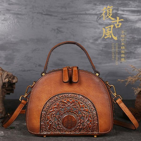 

embossing women's diagonal handbag vintage genuine leather first layer cowhide luxury women messenger shoulder bags