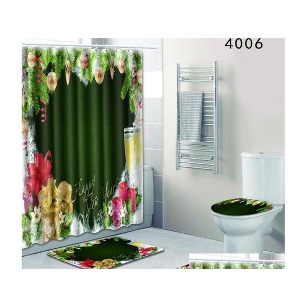 

christmas shower curtain set with mat seat cover polyester waterproof bath curtain non s qylxfw sweet07