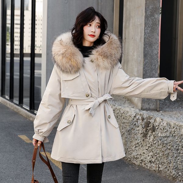 

2021 new real gola de pele natural novas mulheres inverno pato branco jaqueta feminino quente prova vento para xb8b, Black