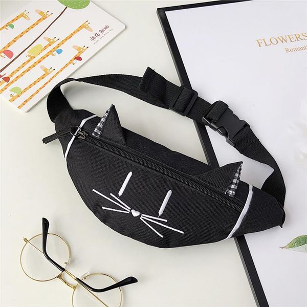 

child mini waist bag fanny pack cute cat ear printed joker chest canvas pocket money belt kids waist bag buideltas 2019 yy