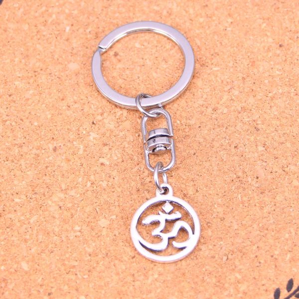 Keychain de moda 18*20mm Circle Yoga OM Pingentes de j￳ias Diy Chain Chain Chain Ring Holder