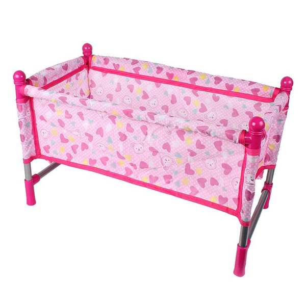 

pink rocking bed for dolls | baby doll crib toy furniture and play house accessories | fits 9-12inch rebo wmtqii