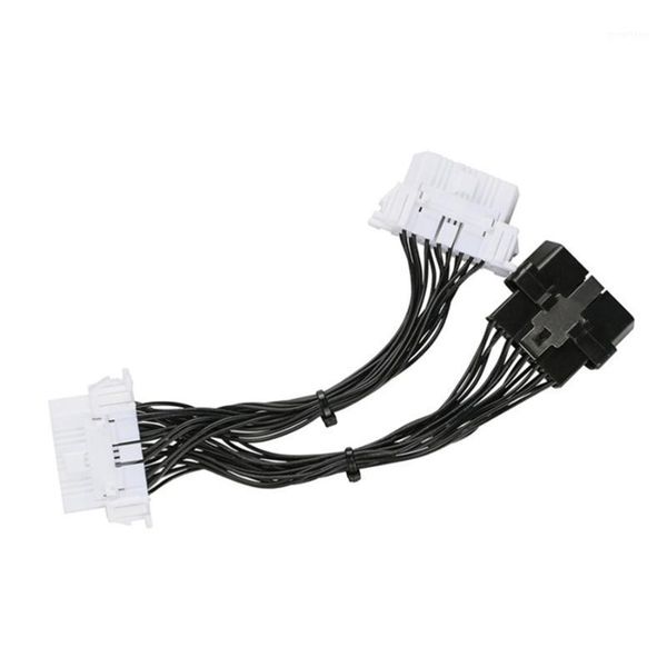 

1pcs flat+thin as noodle obdii obd 2 obd2 16 pin elm327 male to dual female y splitter elbow extension connector cable1
