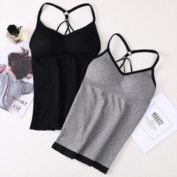 

женщины solid tank top нижнее белье новый бюстгальтер tank top встраиваемая cup проложенный wireless бретели camis главная крытый одежда фит, White