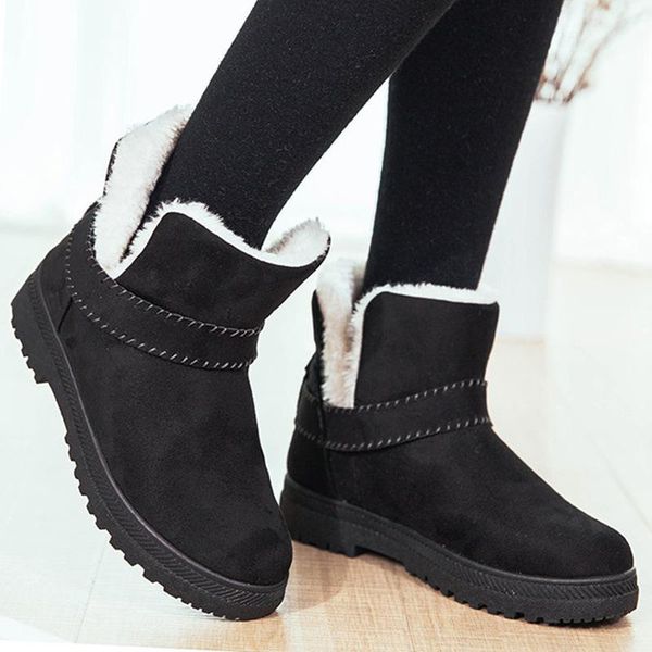 

lcxmnd women boots waterproof snow boots female plush winter women warm ankle botas mujer winter shoes woman plus size, Black