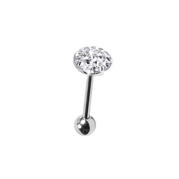 

1pcs rhinestone tongue piercing ring stainless steel disco ball tongue barbell nipple piercing ring women body pirsing lengua f jllxdy, Silver