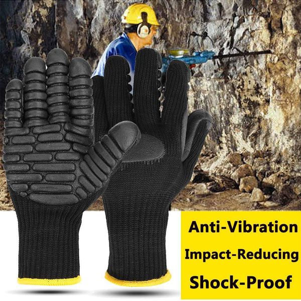 

anti vibration shock resist absorbing safety mechanic working protective outdoor gadgets garden rubber gloves, Blue;gray