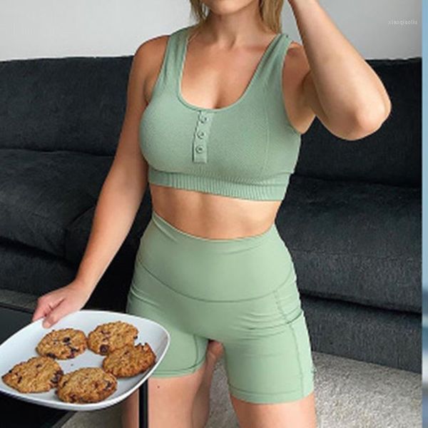 

button bra sets women 2pcs/set seamless high waisetd sports leggings & sports bra workout clothes for women1, White;red