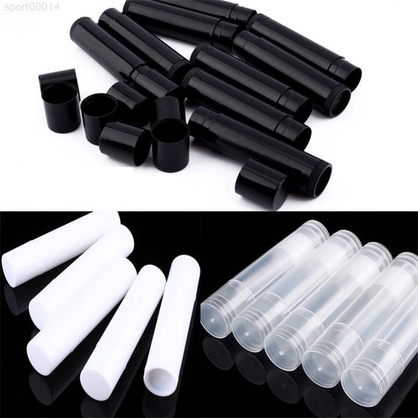 

5ml cosmetic empty chapstick lip gloss lipstick balm tube and caps container black white clear color mma1790