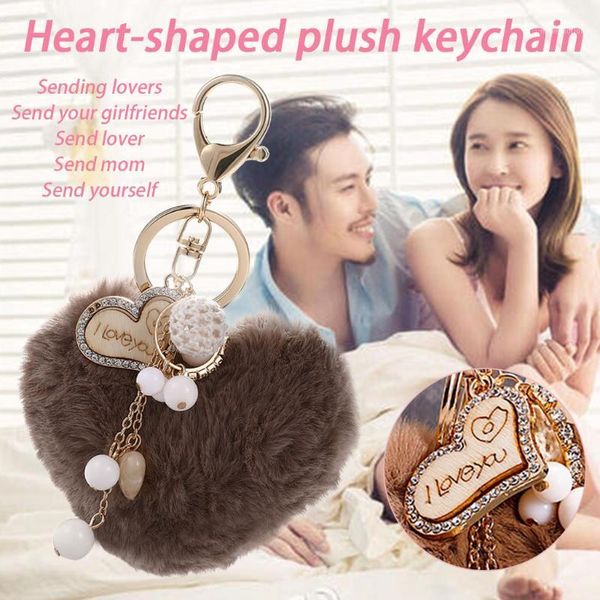 

cute plush keychain heart creative hanging backpack phone pendant accessories pendant key ring party gift jewelry1, Silver
