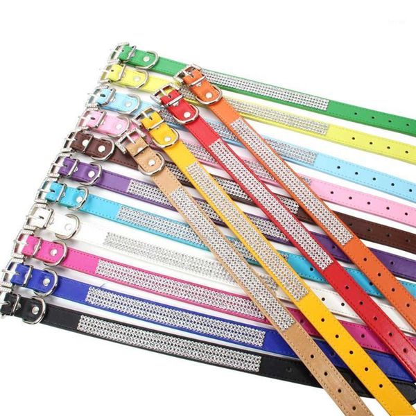 

dog collars & leashes bling rhinestone pet pu leather crystal diamond puppy collar and for accessories1