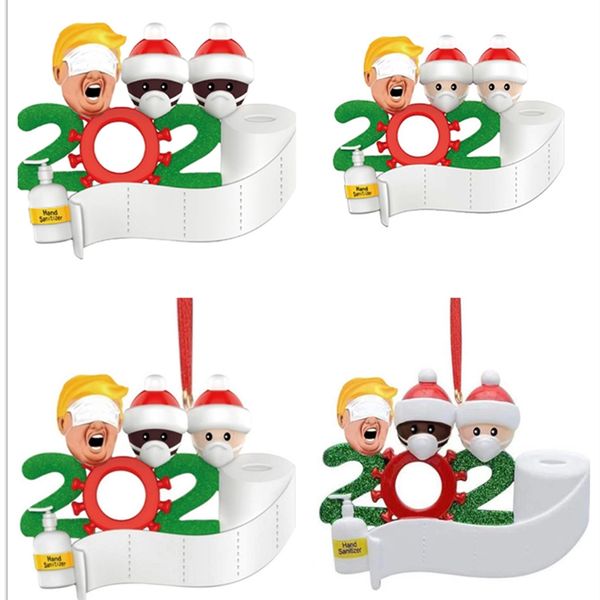 

with face mask donald trump christmas quarantine ornament pvc personalized family of 3 stay at home lockdown xmas party sale e101004