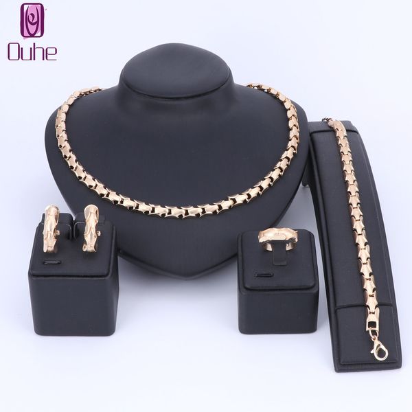 

ouhe african beads jewelry sets bib decoration bridal engagement gift clothing accessories 4pcs 201222, Slivery;crystal