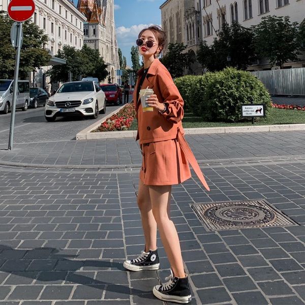 

autumn 2020 new loose and thin suit coat for women chic double breasted temperament net red suit, White