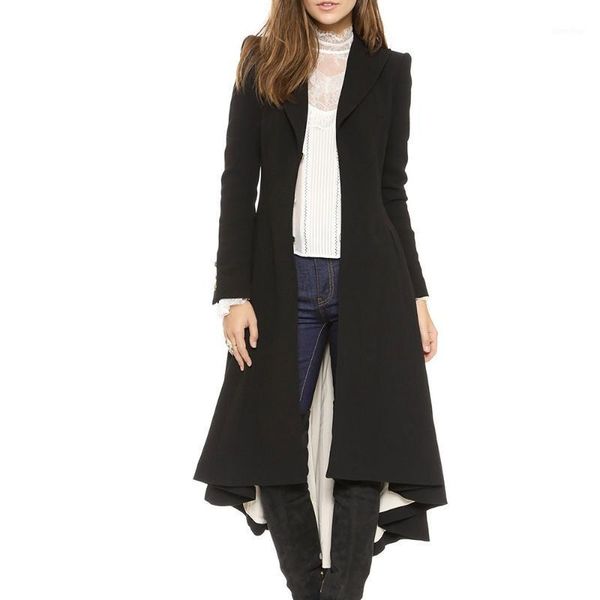 

black long wool coat women spring thin fashion dovetail hem office plus size 5xl coats 2020 minimalist elegant casual overcoat1