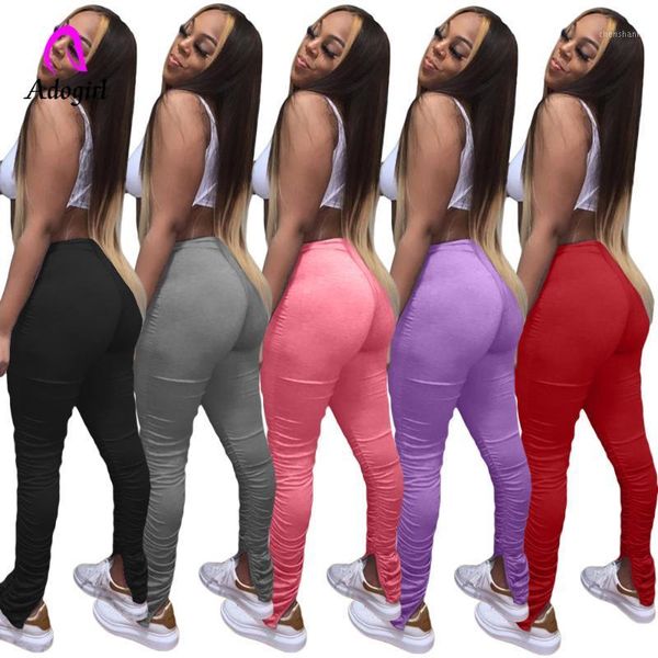

women's pants & capris 2021 summer women high waist leggings trousers split bottom stack fold pleated casual stacked sweatpants1, Black;white