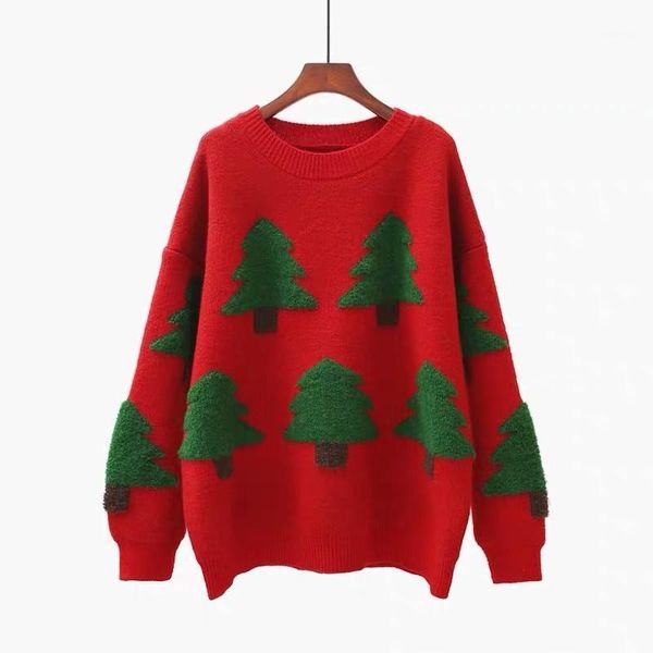 

fashion students knitted sweaters 2019 new winter clothes women pullovers thick warm christmas tree new year sweater 1, White;black