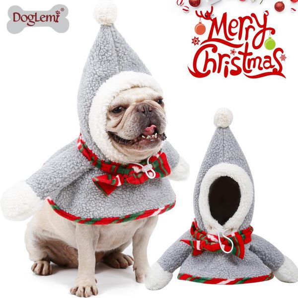 

dog apparel christmas snowman look clothes poncho warm hoodie for small pets