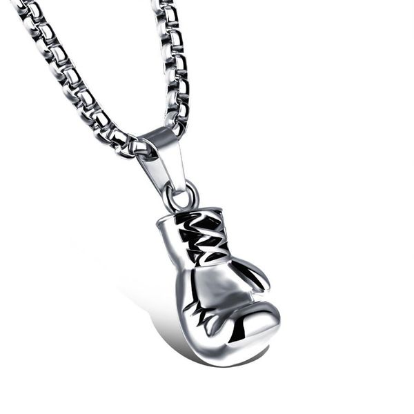 

xqni 3 colors fashion mini boxing fist glove cool stainless steel delicate two size for men necklace jewelry birthday present bbyfdi, Silver