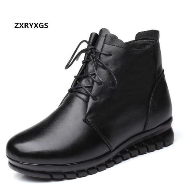 

2020 new warm comfort winter boots soft bottom soft genuine leather shoes boots casual shoes women snow, Black