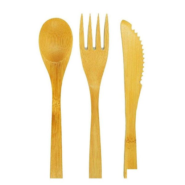 

new lift style bamboo cutlery set spoon knife fork reusable healthy travel disposable eco friendly biodegradable qylwik item_home