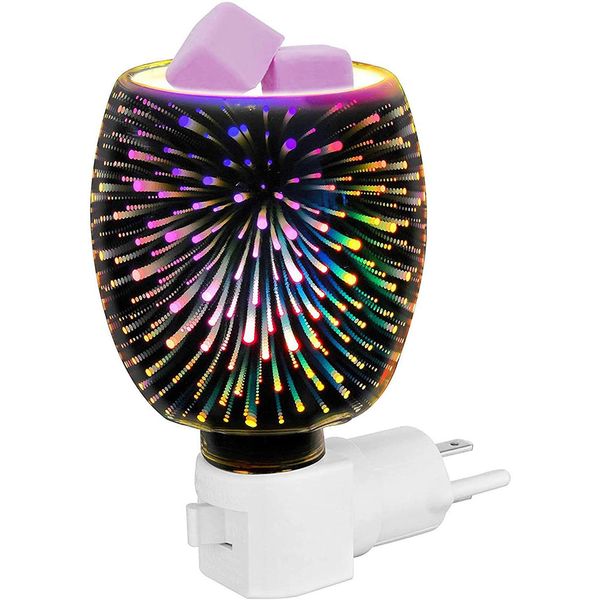 

3d glass pluggable fragrance warmer plug-in wax melt warmer for warming scented wax squares or essential oils us plug