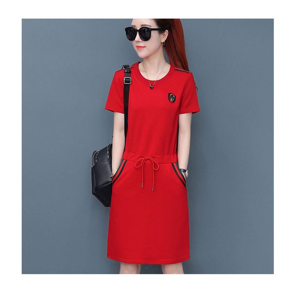 

summer new style loose waist casual western style large size women's dress cover belly slimming dress age reduction a-line skirt, Black;gray
