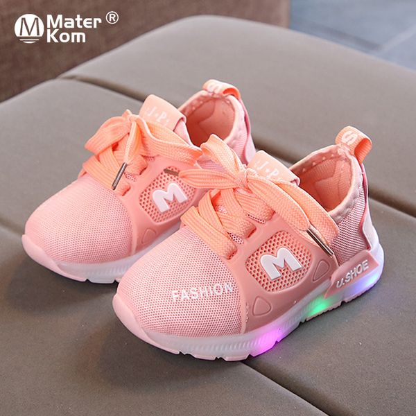 

size 21-30 baby flashing lights sneakers toddler little kid led sneakers children luminous shoes boys girls sport running shoes lj200908, Black;red