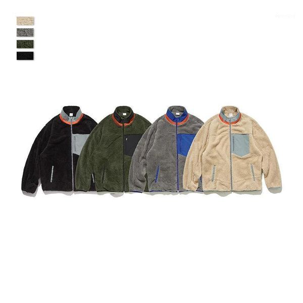 

men's autumn and winter new men's and women's couple pockets stitching double-sided cashmere lamb wool jacket jacket1, Black;brown
