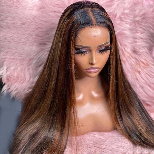 

highlight wig chocolate brown silky straight 13x6 hd transparent lace front human hair wigs peruvian virgin natural hairlin closure, Black