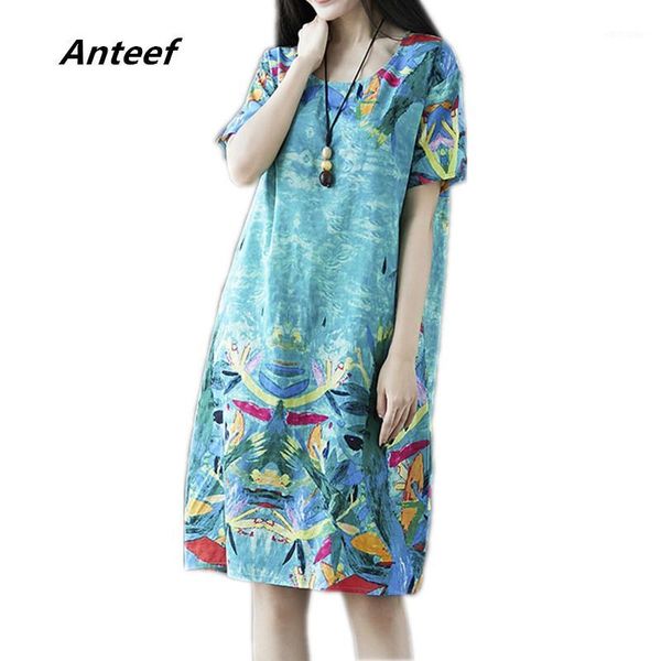 

cotton linen plus size vintage floral print women casual loose midi summer dress elegant clothes 2020 ladies dresses sundress1, White;black