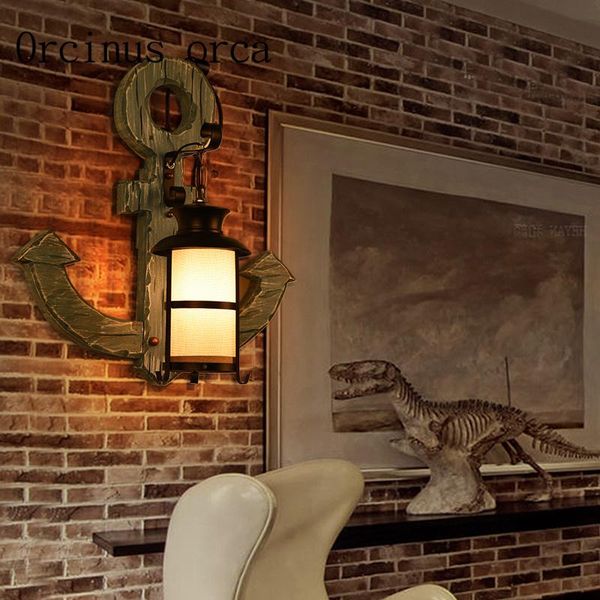 

wine cafe, living room, american style retro creative wall lamp ing