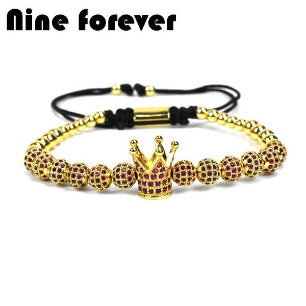 

nine forever charms crown bracelet men jewelry beads bracelets for women pulseira masculina bileklik pulseira feminina pulseras, Golden;silver