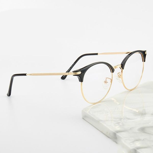 

vintage anti-blue light eyewear glasses frame tr90 clear metal eyeglasses frame optical glasses students fake, Black
