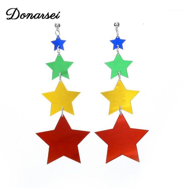

donarsei fashion star long acrylic earrings for women acetate korean cute colorful star drop earrings jewelry gift1, Silver