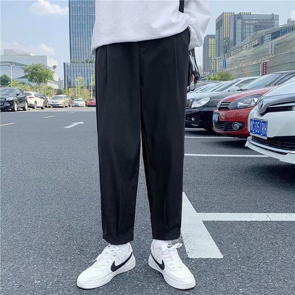 

straight wide leg korean fashion net red men's loose casual pants, Black