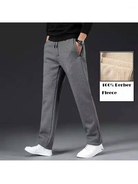

berber fleece lining winter warm pants male thicken warm keeping outwear riding hiking mens loose straight trousers 2020 winter1, Black