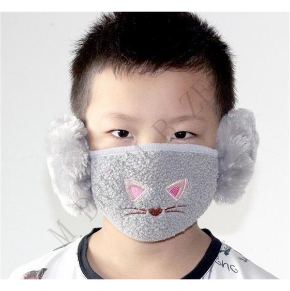 

2 in 1 kid winter face masks warm ear protective mouth mask cute cat design children mouth-muffle dustproof bbyxeh bde_luck