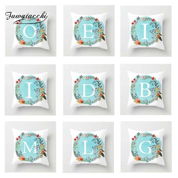 

fuwatacchi z письмо подушка обложка синий цветочный мягкая подушка обложка декоративные диван наволочка наволочка кпт wmtosf xhhair