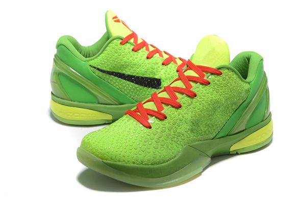 

kids black mamba vi 6 grinch men women sports shoes mamba 6 green black basketball shoes with box delivery size us4-us12