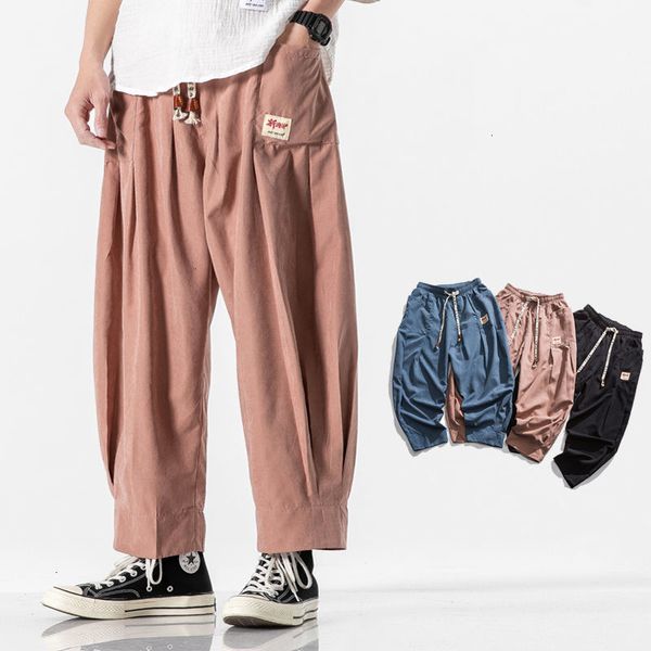 

2021 men's oversize straight autumn winter new solid color chinese style fashion male casual pants vjeu, Black