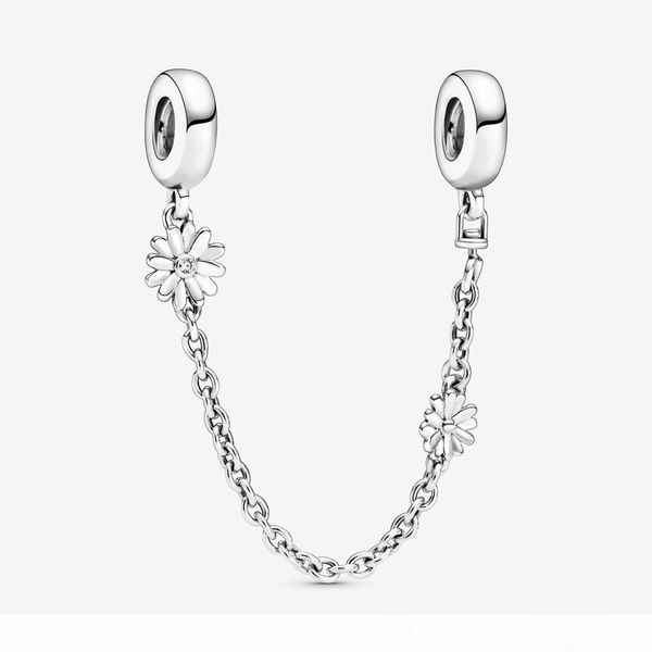 

new arrival 925 sterling silver daisy flower safety chain charm fit original european charm bracelet fashion jewelry accessories, Bronze;silver