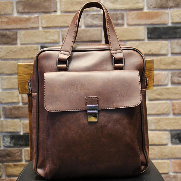 

new men's business men's bag solid color one shoulder handbag messenger bag computer briefcase leather men1