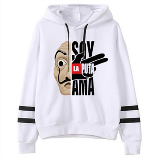 

women house of paper hoodies harajuku la casa de papel warm thicken pullovers hip hop loose solid female sweatshirts hooded, Black