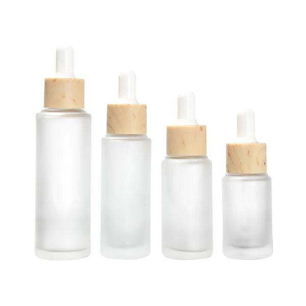 

frosted dropper 15ml white glass 30ml 50ml bottle with bamboo cap empty refillable bottle vial cosmetic container jar